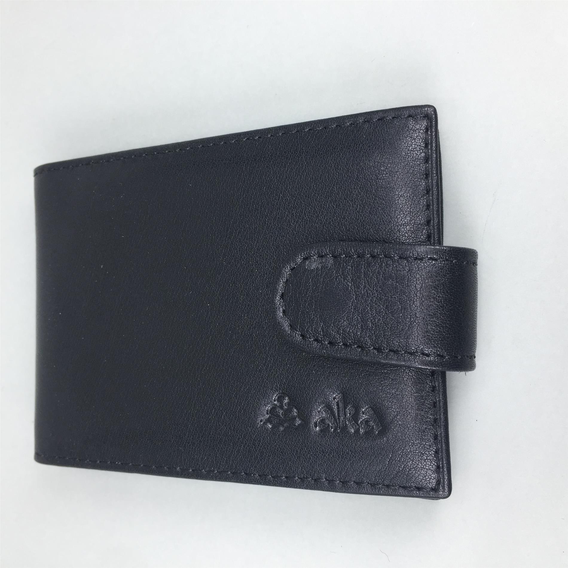 Aka Hakiki Deri Çıtlı Kartlık Siyah