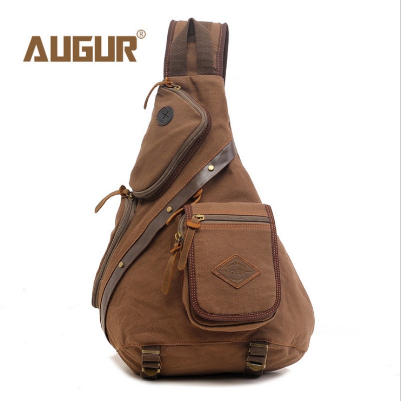 Augur Retro Kanvas Çapraz Askılı Sırt Çantası Kahve