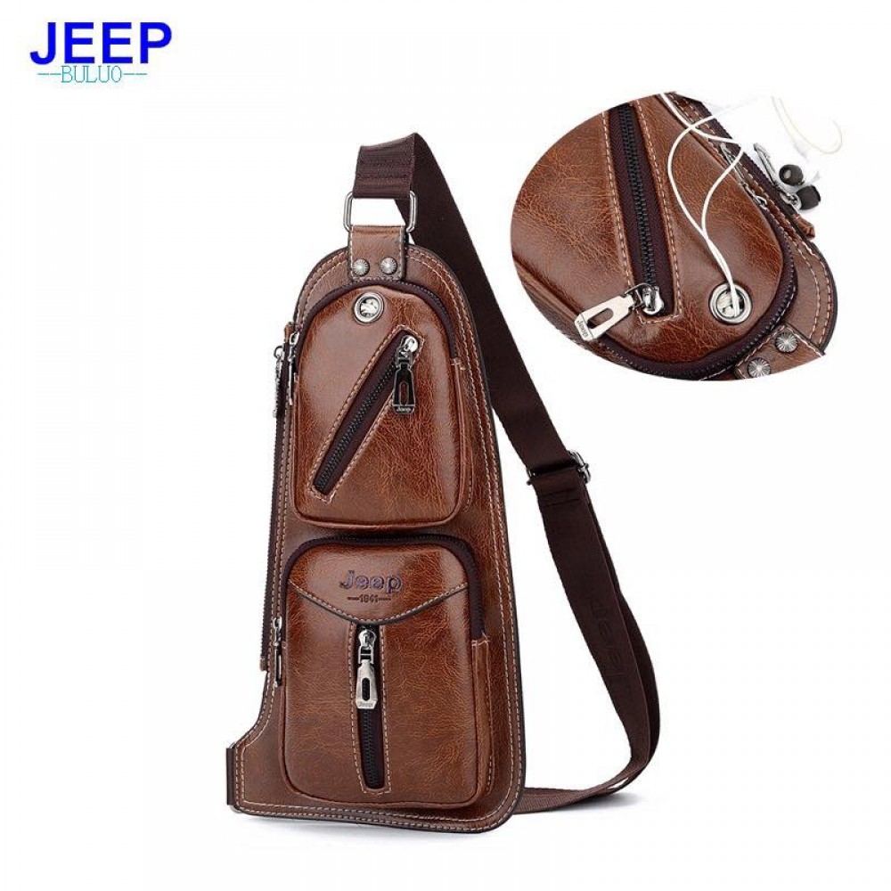 Jeep Çarpraz Askılı Sırt Çantası Siyah, Taba ve Kahve