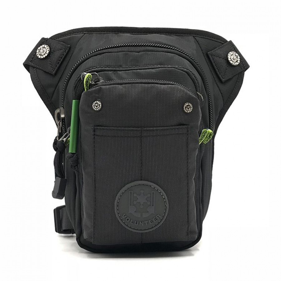 Volunteer Motosiklet Bel Bacak Çantası Siyah ve Yeşil Cy1652