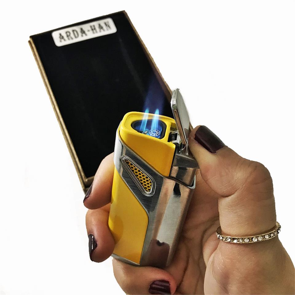 Jobon 3 Alevli Torch Çakmak Sarı
