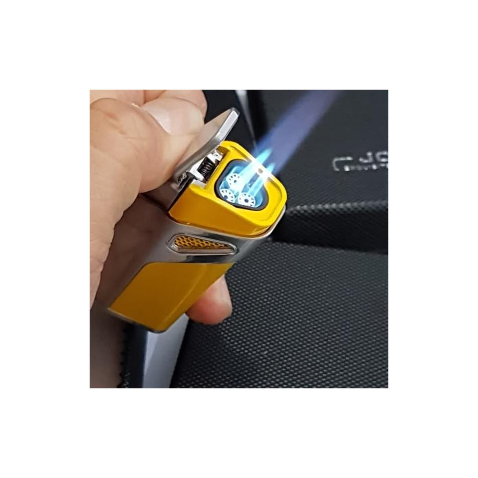 Jobon 3 Alevli Torch Çakmak Sarı