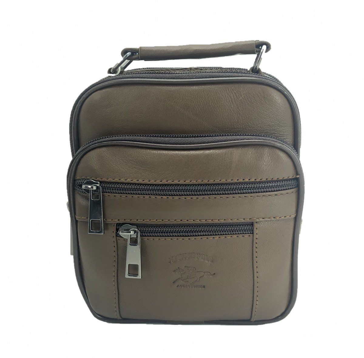 	Newish Polo Kasalı El ve Omuz Çantası Dikey 22 Cm Hakiki Deri Taba