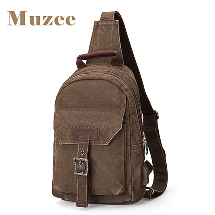 Muzee Kanvas Tek Askılı Sırt Çantası Kahve Usb