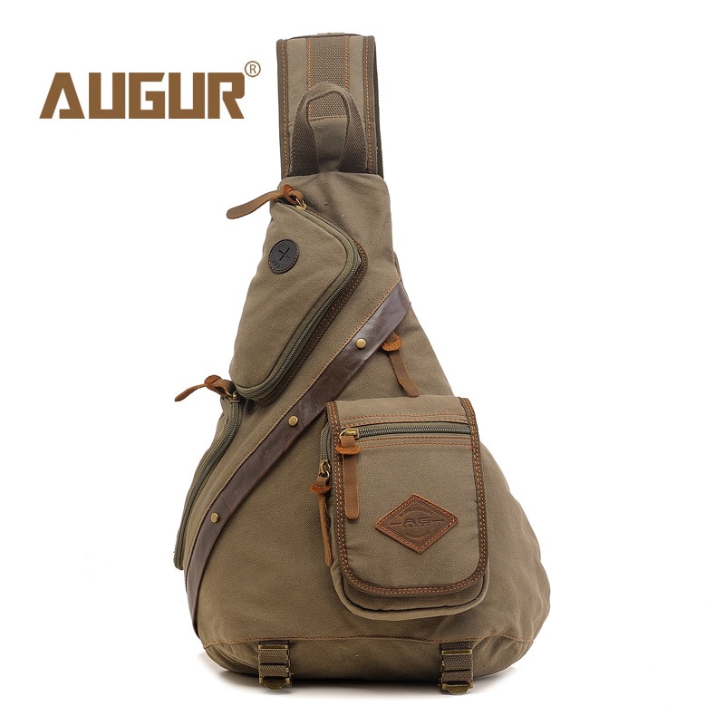 Augur Retro Kanvas Çapraz Askılı Sırt Çantası Yeşil
