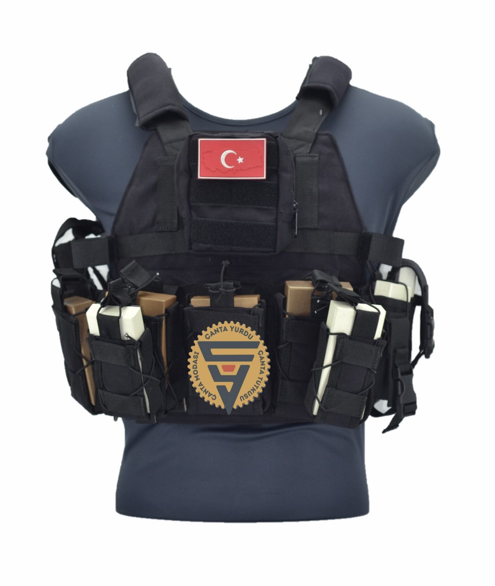 Özel Dikim Cordura Siyah Hücum Yeleği 