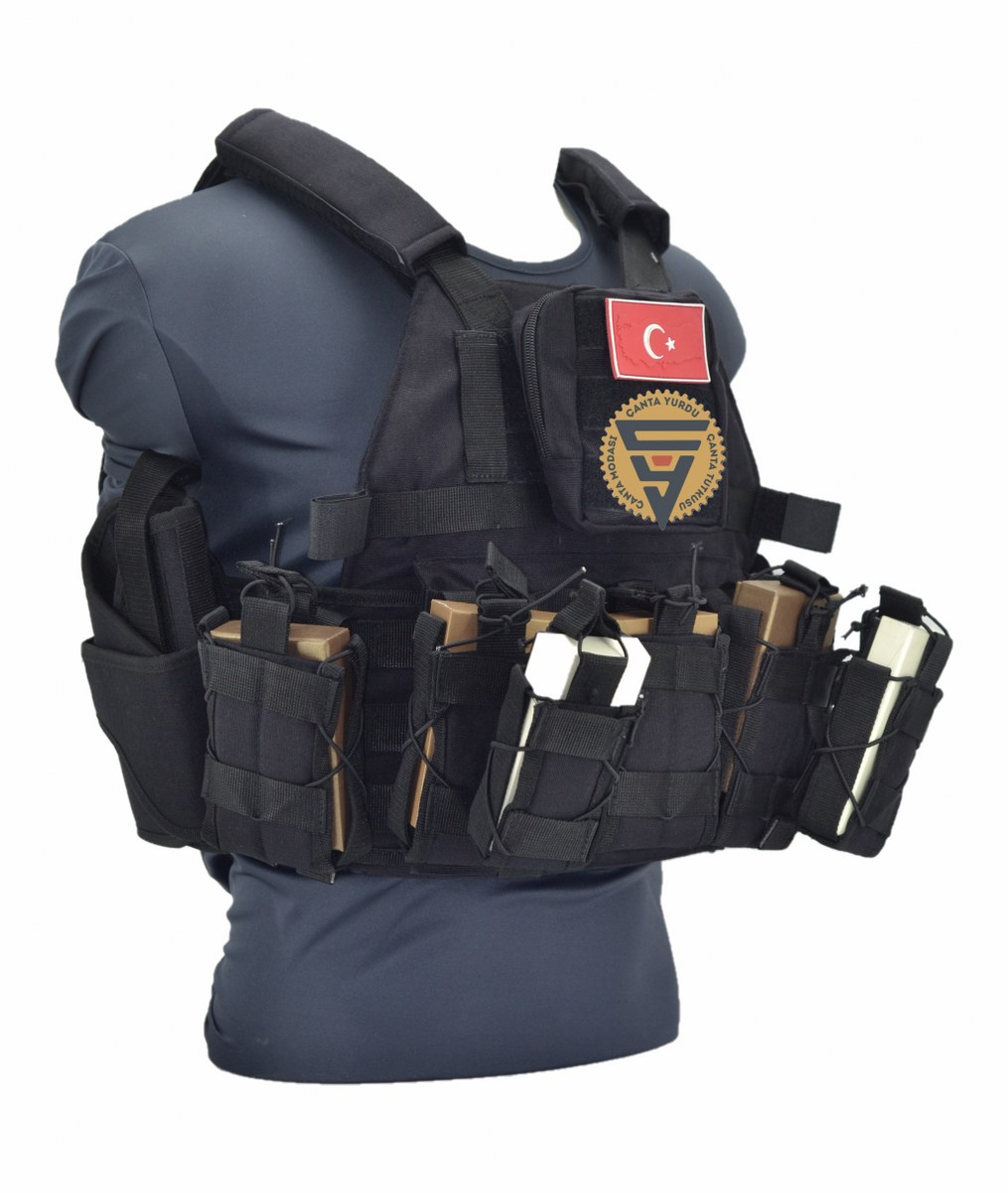 Özel Dikim Cordura Siyah Hücum Yeleği 