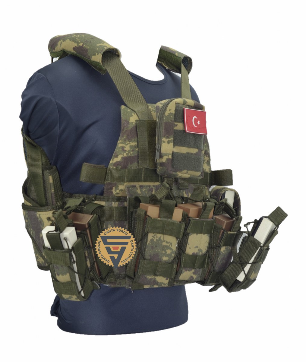 Özel Dikim Cordura Yeşil Kamuflaj Hücum Yeleği