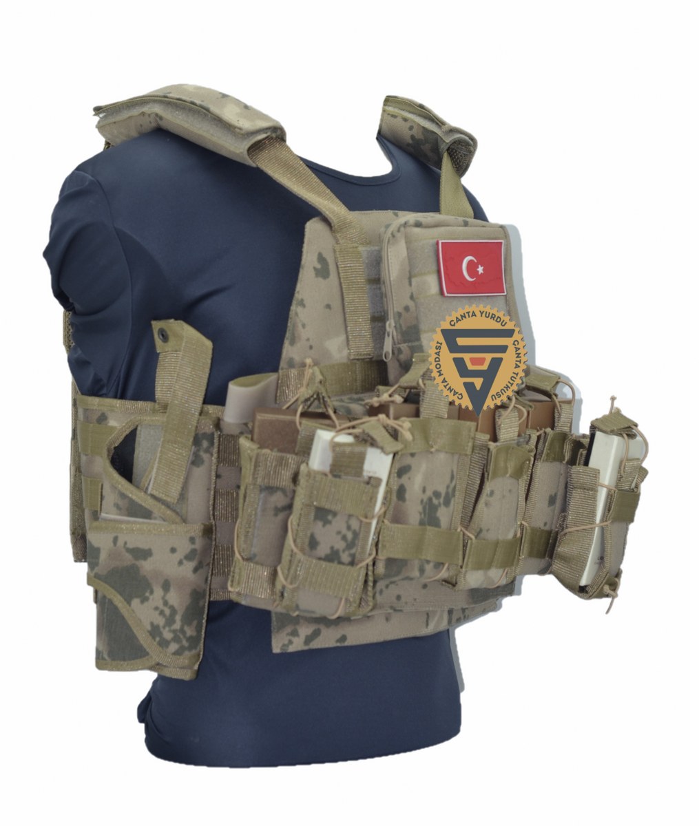 Özel Dikim Cordura Haki Kamuflaj Hücum Yeleği