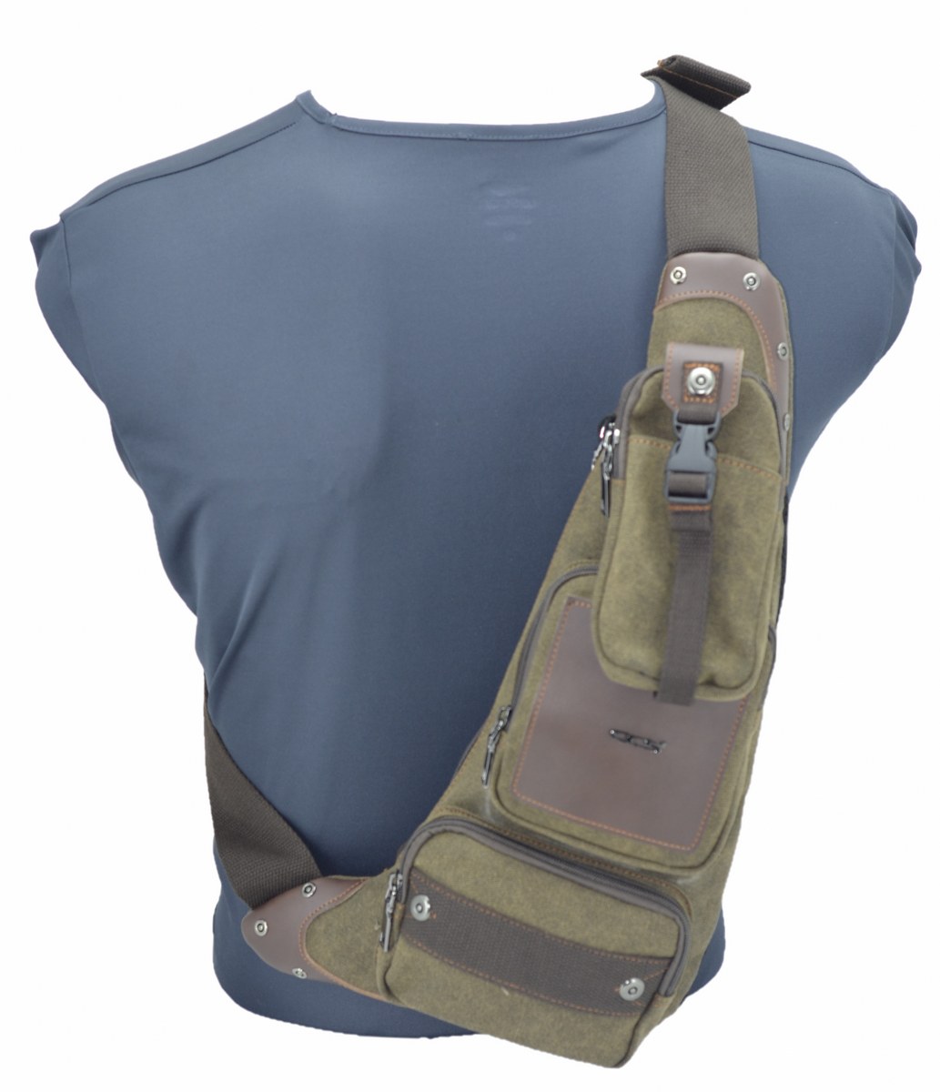 Ccs Kanvas Kumaş Sırt Çantası Body Bag Kahve
