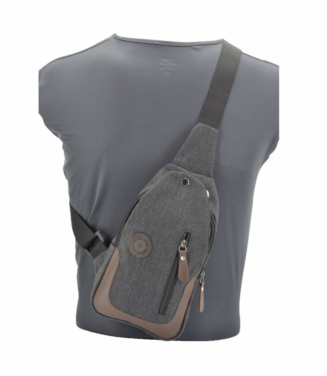 Newish Kanvas Bodybag Sırt ve Göğüs Çantası Füme