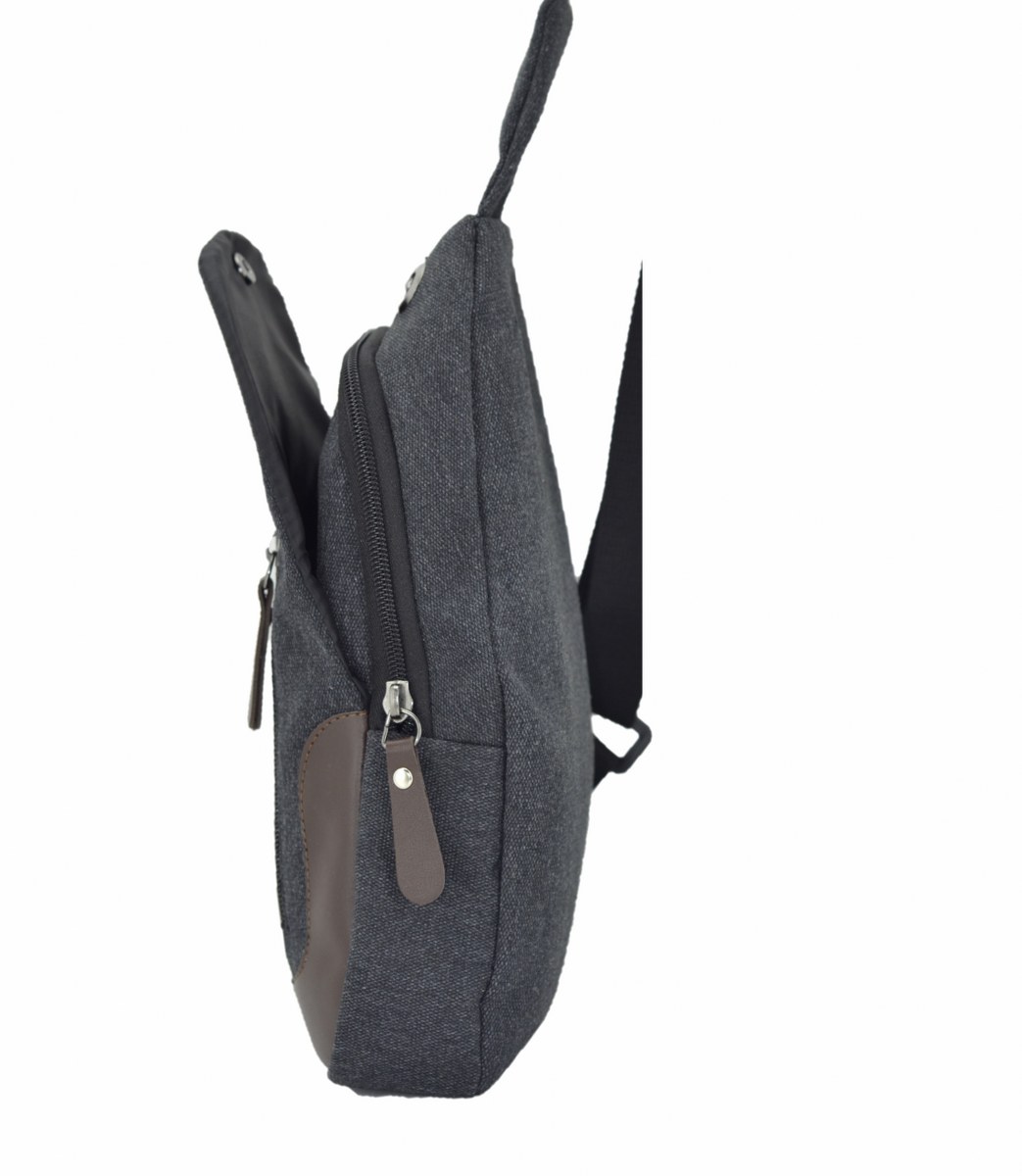 Newish Kanvas Bodybag Sırt ve Göğüs Çantası Füme