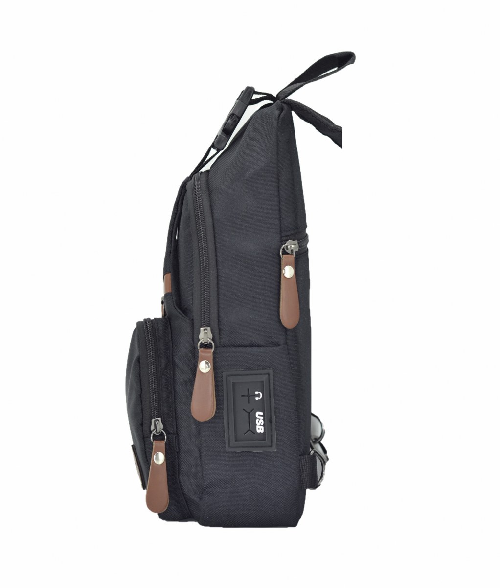 Newish Tokalı Kumaş Bodybag Sırt ve Göğüs Çantası Siyah