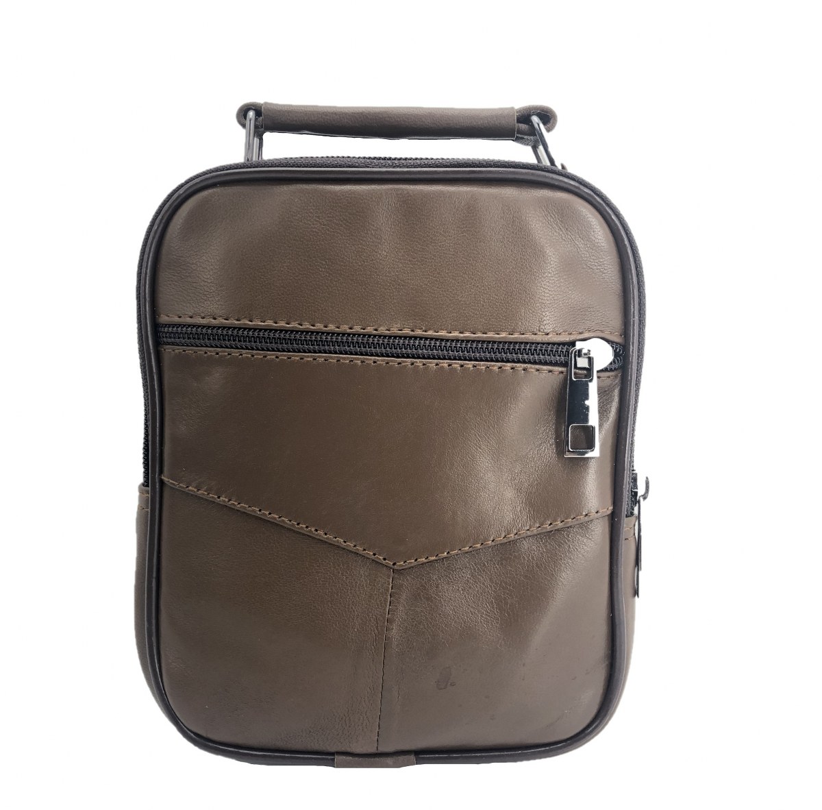 Newish Polo Kasalı El ve Omuz Çantası Dikey 24 Cm Hakiki Deri Taba