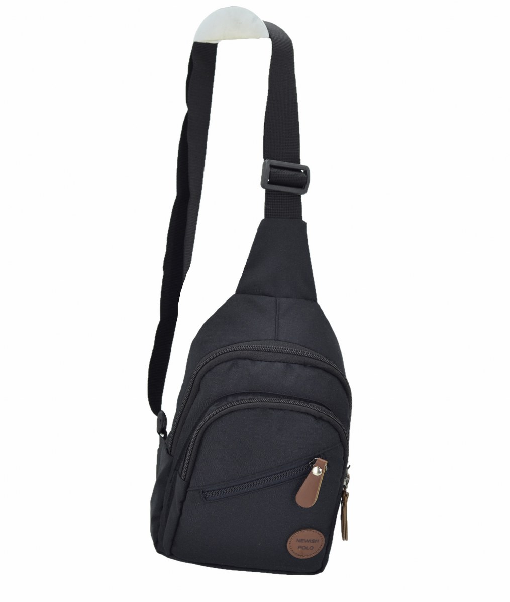 Newish Krinkl Kumaş Bodybag Sırt ve Göğüs Çantası Siyah