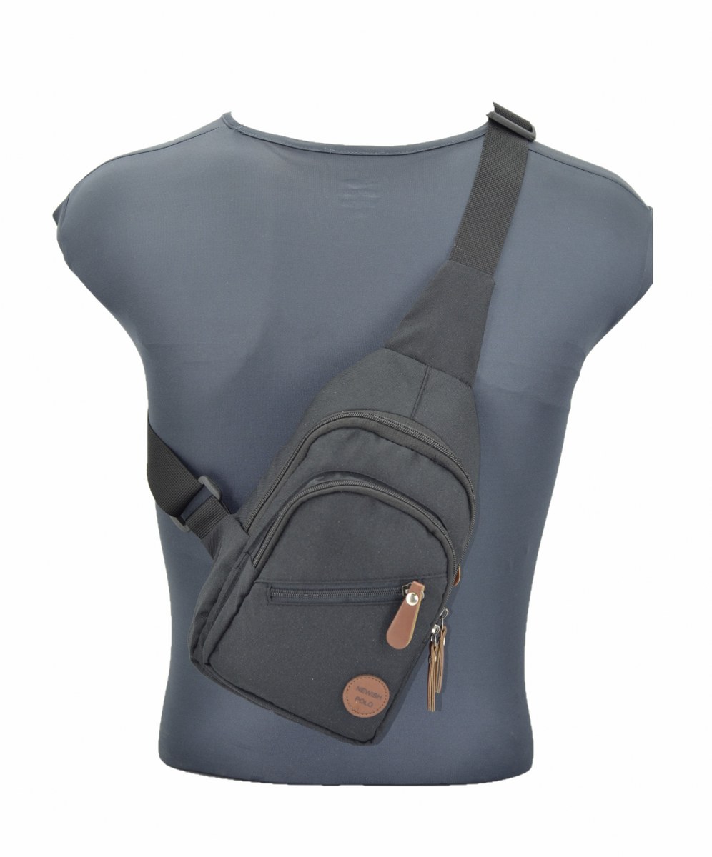 Newish Krinkl Kumaş Bodybag Sırt ve Göğüs Çantası Siyah