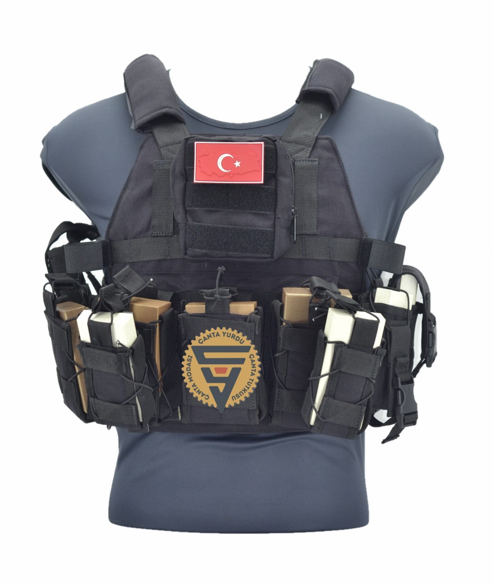 Özel Dikim Cordura Siyah Hücum Yeleği 