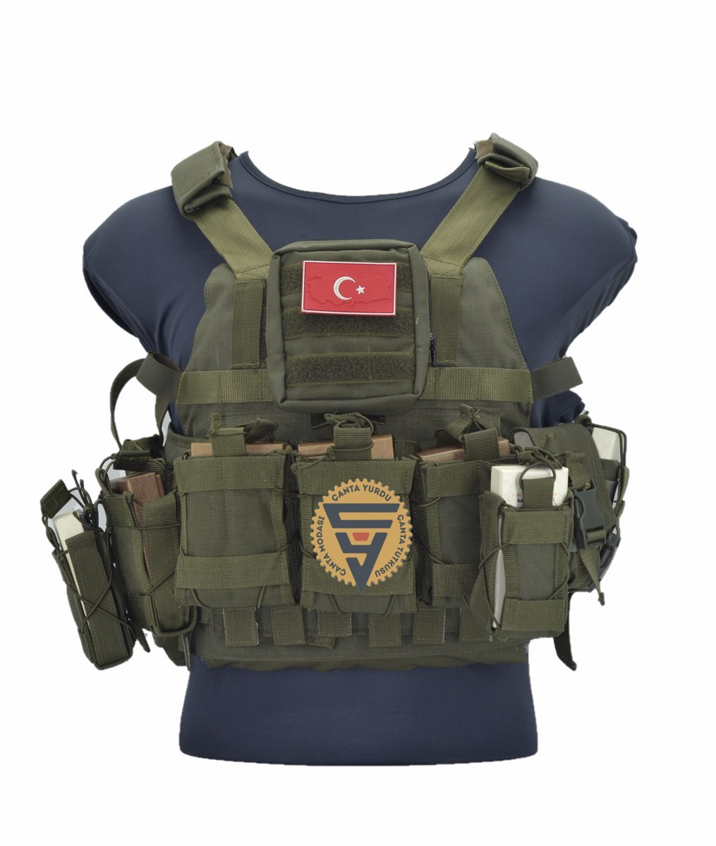 Özel Dikim Cordura Yeşil Hücum Yeleği