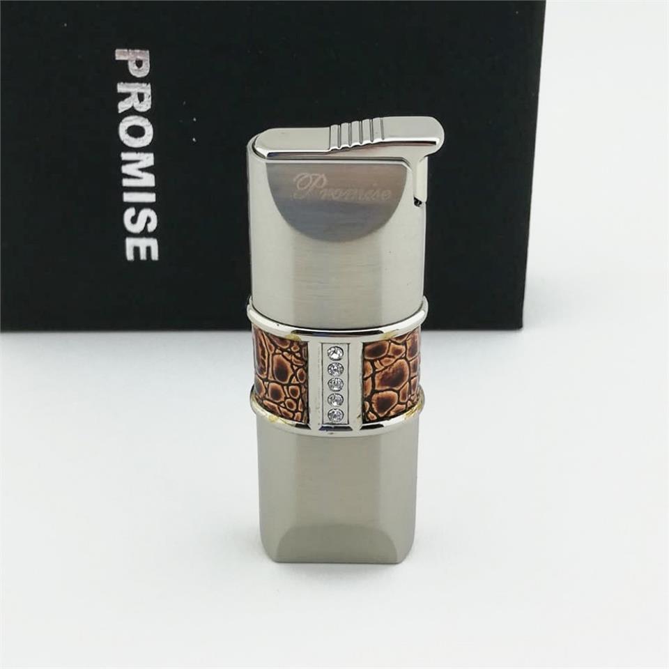 Promise Deri Detaylı Taşlı Torch Çakmak Gümüş