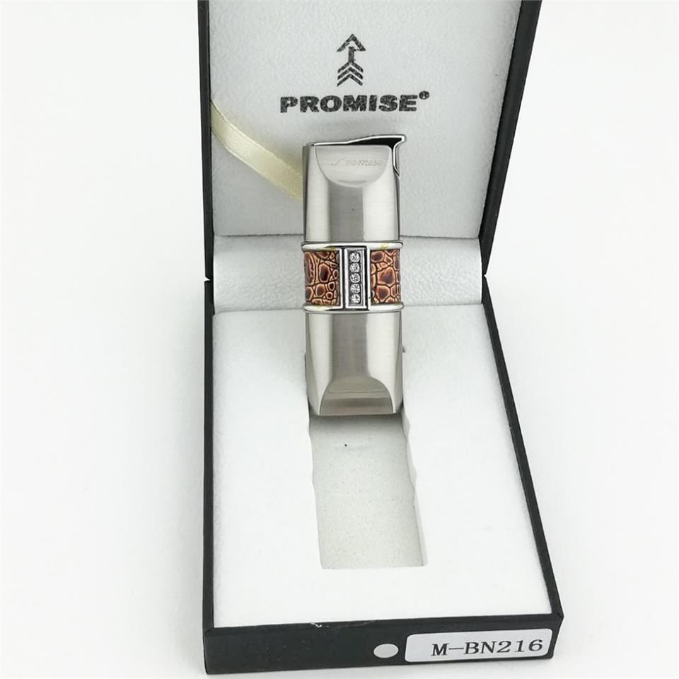 Promise Deri Detaylı Taşlı Torch Çakmak Gümüş