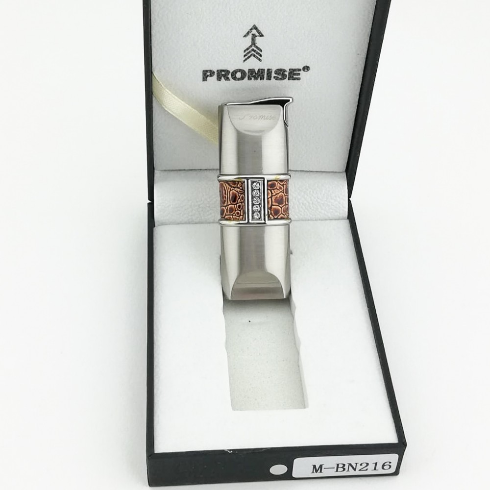 Promise Deri Detaylı Taşlı Torch Çakmak Gümüş