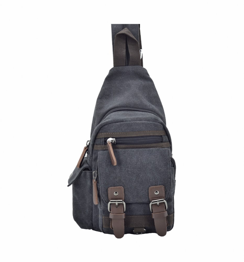 Retro Kanvas Sırt ve Göğüs Çantası Bodybag Siyah