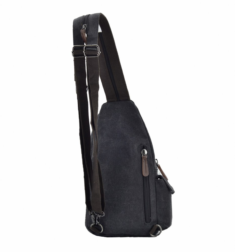 Retro Kanvas Sırt ve Göğüs Çantası Bodybag Siyah