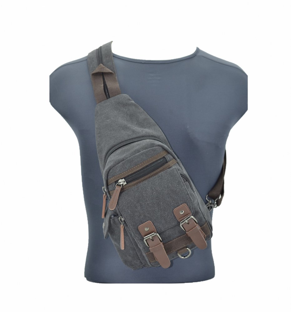 Retro Kanvas Sırt ve Göğüs Çantası Bodybag Siyah