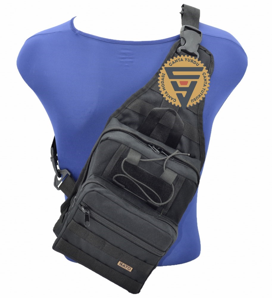 Taktik Bodybag Sırt ve Göğüs Çantası Siyah 30x22