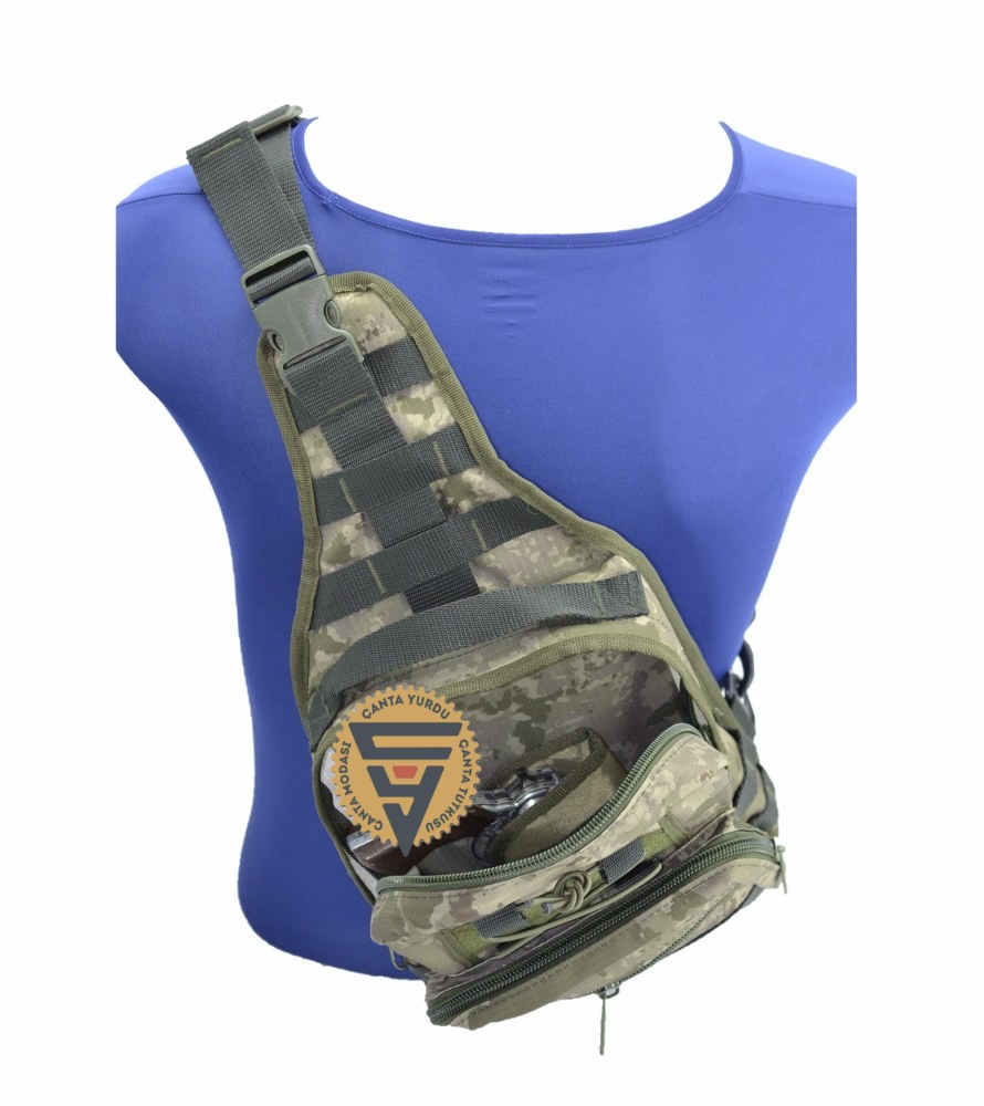 Taktik Bodybag Sırt ve Göğüs Çantası Kamuflaj 30x22