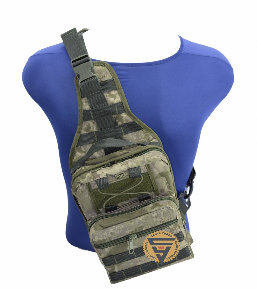 Taktik Bodybag Sırt ve Göğüs Çantası Kamuflaj 30x22