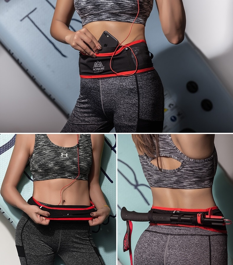 Aonijie Suluklu Koşu Kemeri Fitness Bel Çantası Siyah S/M
