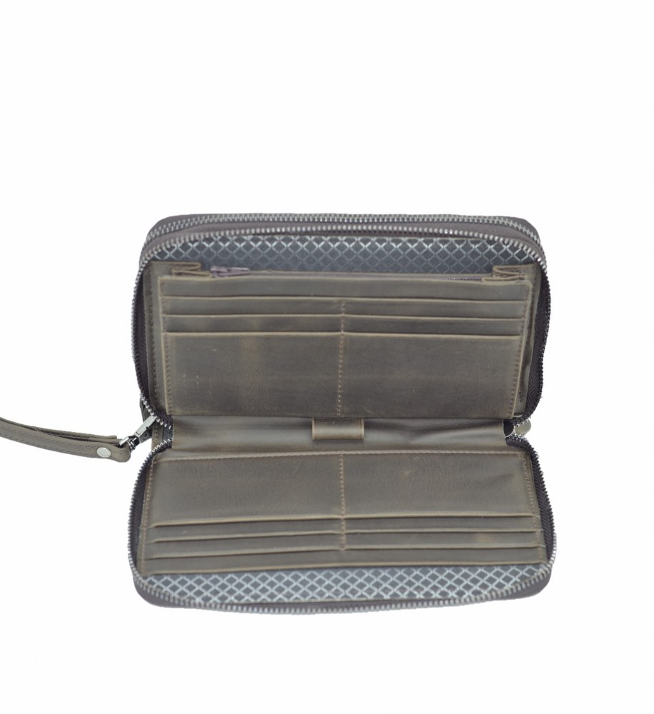 Hakiki Deri Premium Portföy El Çantası Kahve 20x11