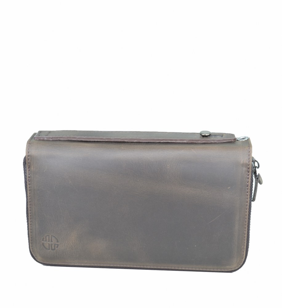 Hakiki Deri Premium Portföy El Çantası Kahve 20x11