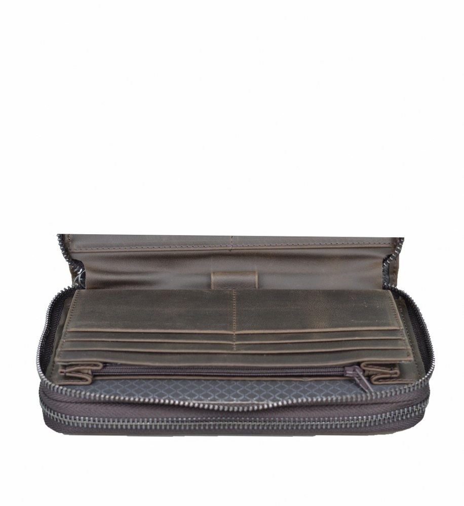 Hakiki Deri Premium Portföy El Çantası Kahve 20x11