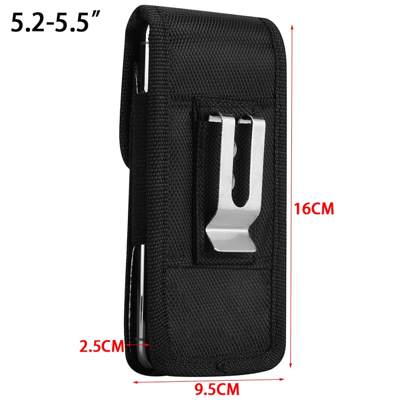 Cordura Telefon Kılıfı Bel Kemeri Çantası 5  inch 16x8 Siyah