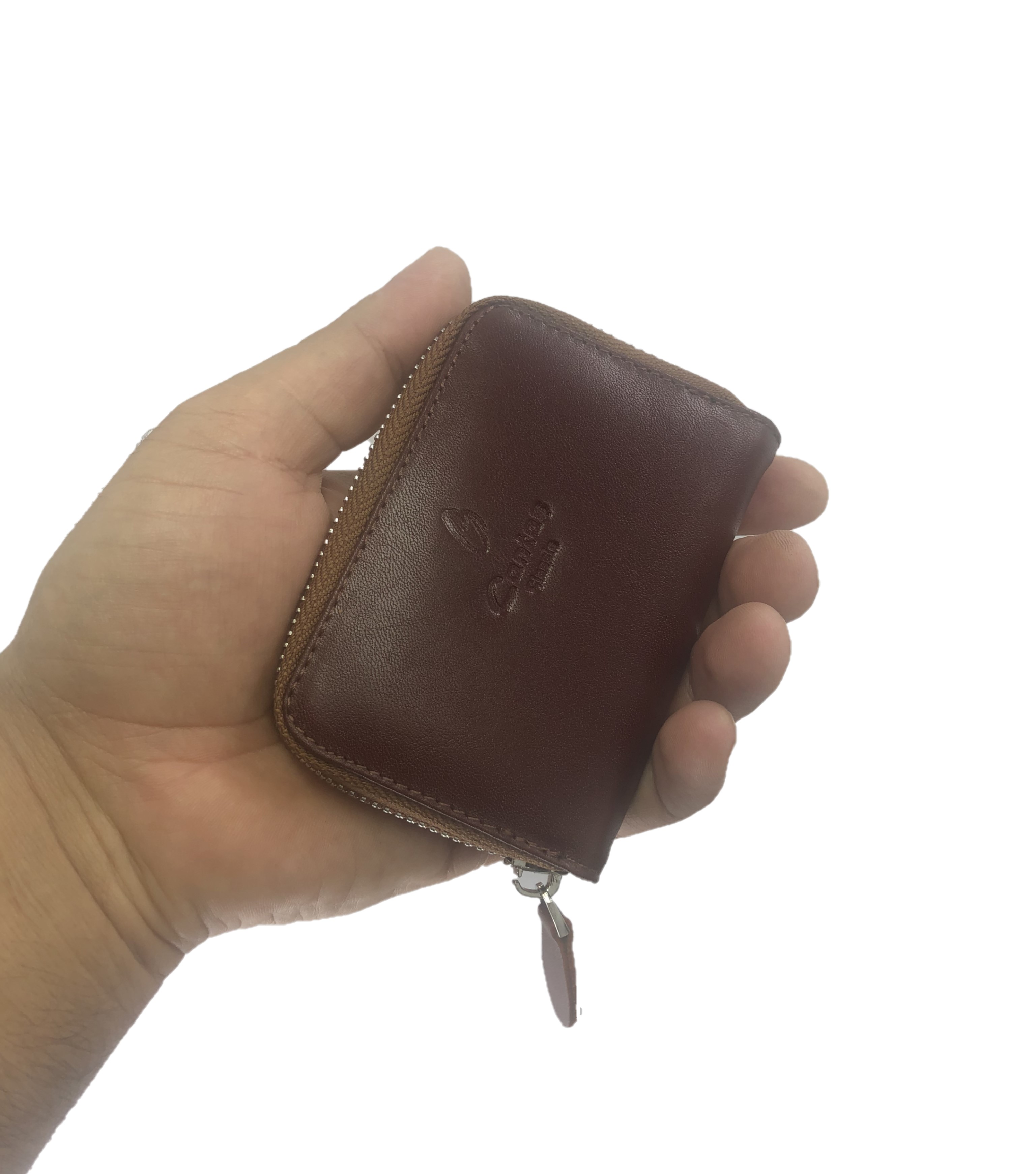 Hakiki Deri Fermuarlı Anahtarlık 10x7 Taba