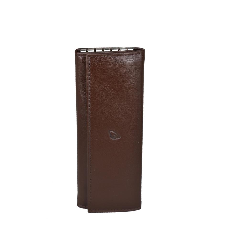 Hakiki Deri Çıtlı Anahtarlık 14x6 Kahve