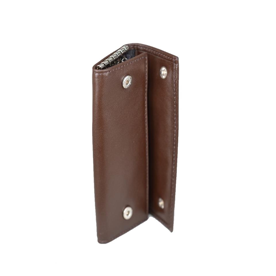 Hakiki Deri Çıtlı Anahtarlık 14x6 Kahve