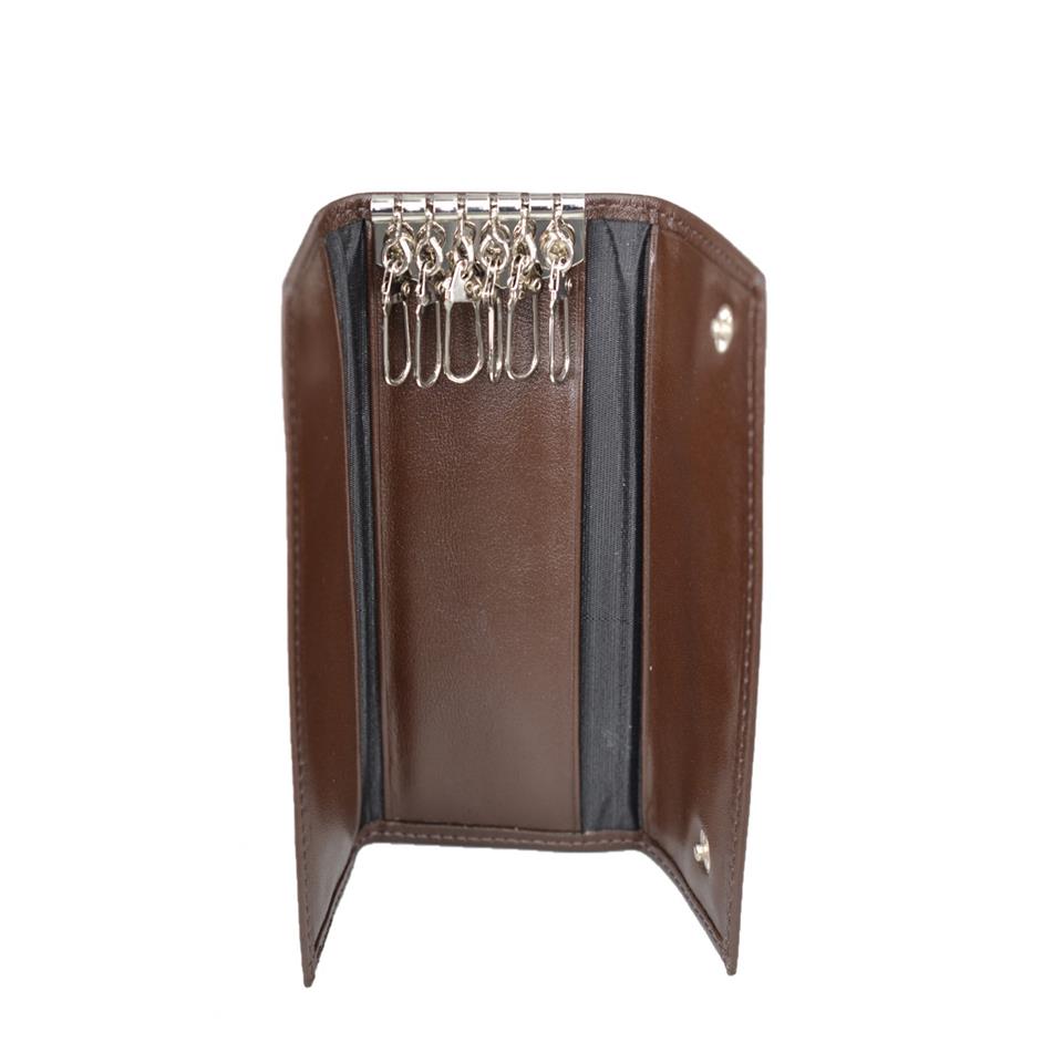 Hakiki Deri Çıtlı Anahtarlık 14x6 Kahve