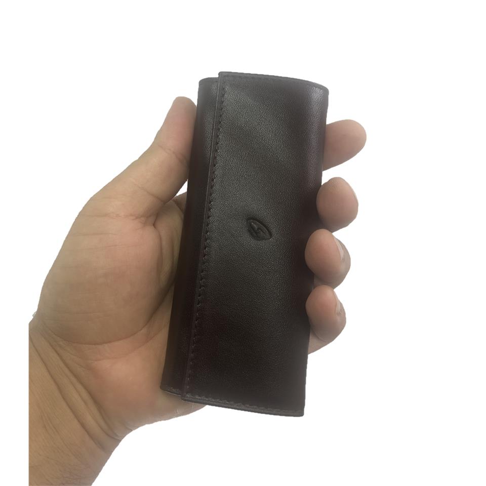 Hakiki Deri Çıtlı Anahtarlık 14x6 Kahve