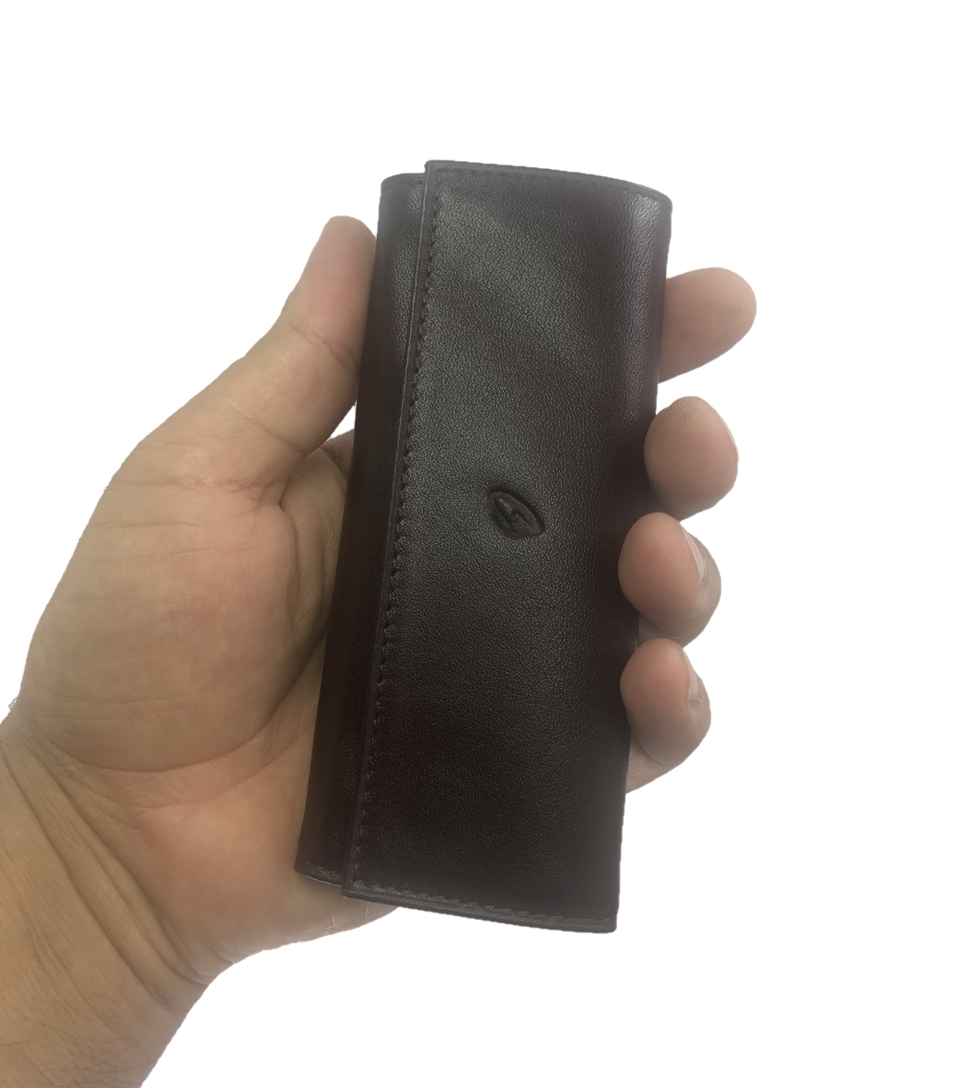 Hakiki Deri Çıtlı Anahtarlık 14x6 Kahve