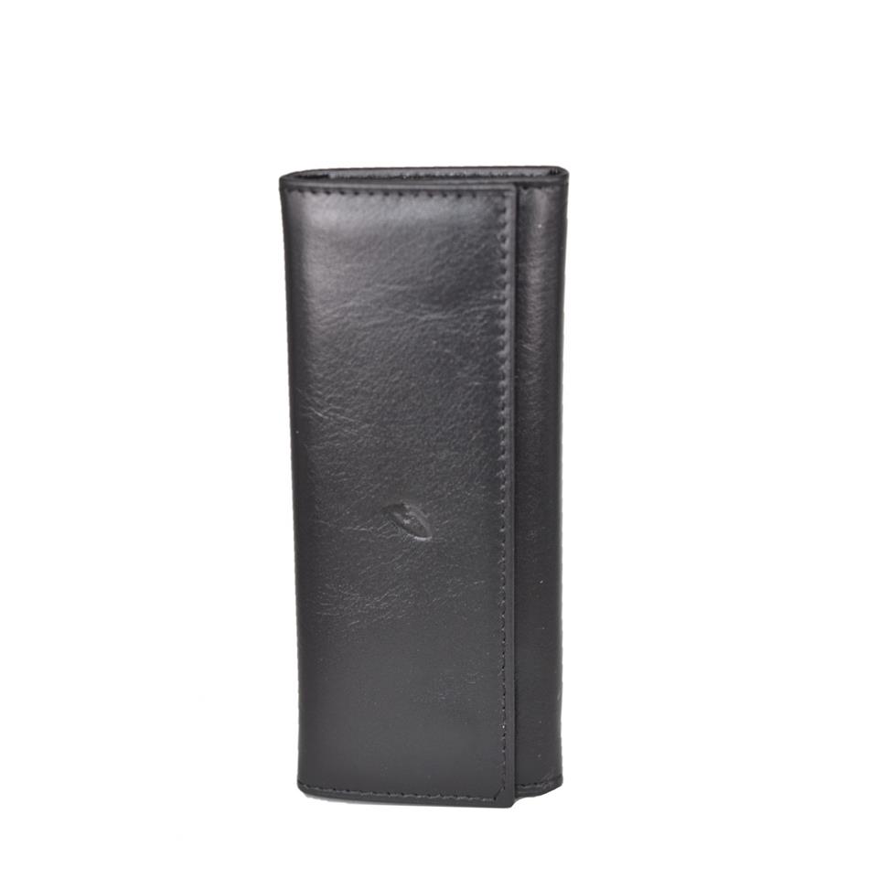Hakiki Deri Çıtlı Anahtarlık 14x6 Siyah