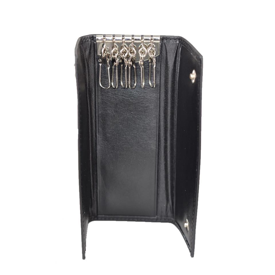 Hakiki Deri Çıtlı Anahtarlık 14x6 Siyah