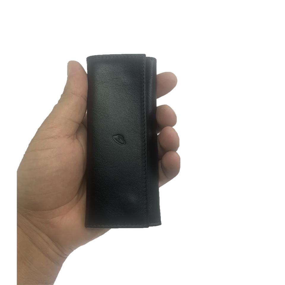 Hakiki Deri Çıtlı Anahtarlık 14x6 Siyah