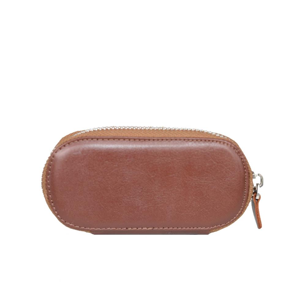 Hakiki Deri Fermuarlı Anahtarlık 12x6 Taba