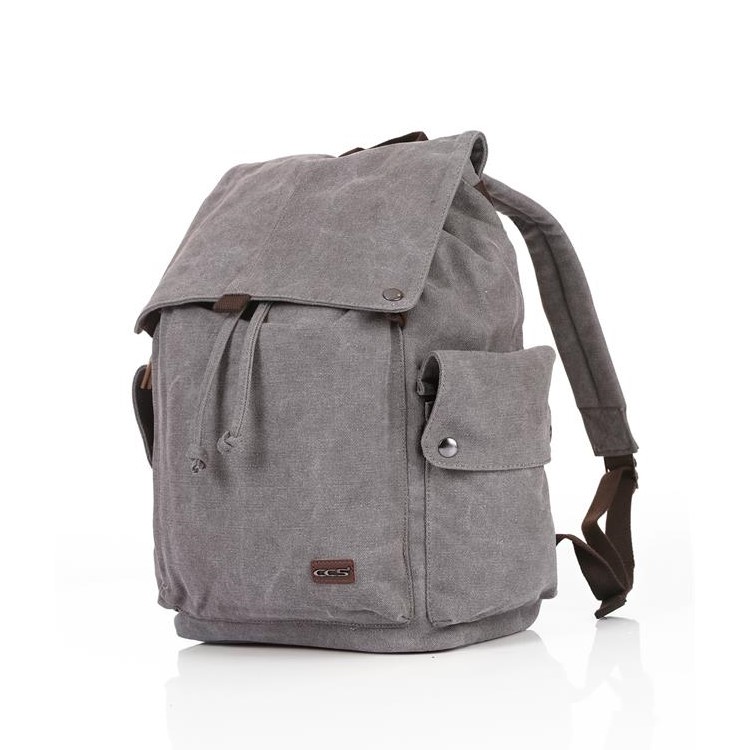Ccs 51153 Büzgülü Laptop Kanvas Sırt Çantası Gri