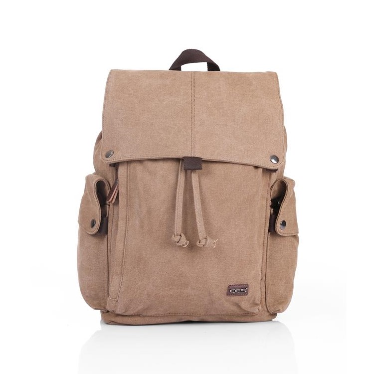 Ccs 51153 Büzgülü Laptop Kanvas Sırt Çantası Kahve
