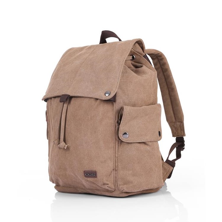Ccs 51153 Büzgülü Laptop Kanvas Sırt Çantası Kahve