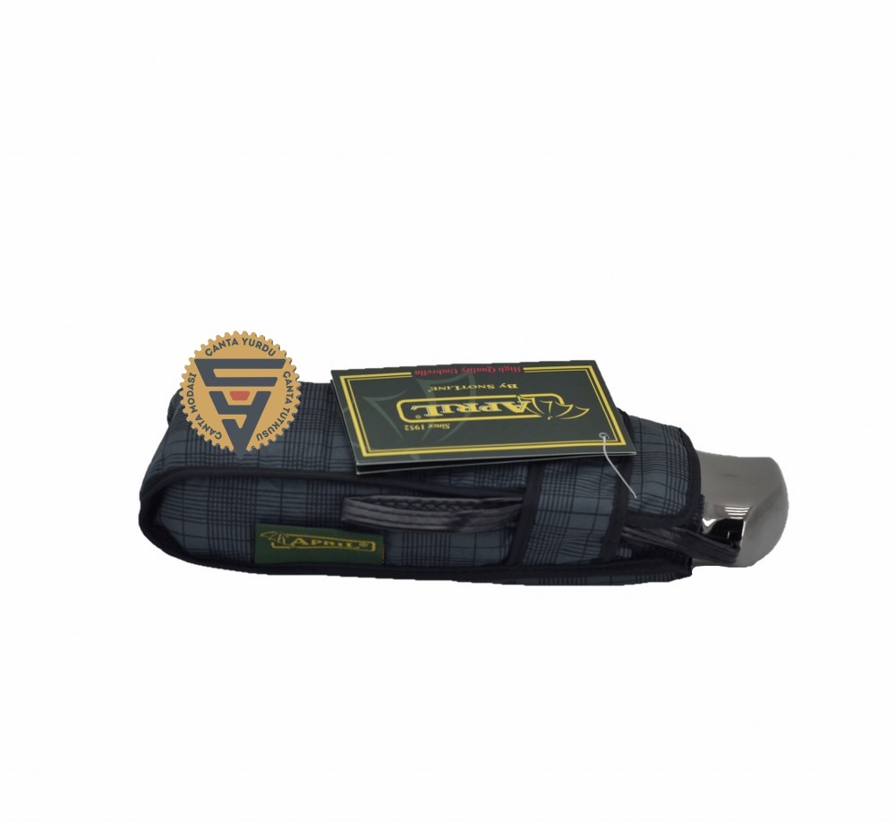 April A-204G Erkek Şemsiye Micro Mini Ekose Gri